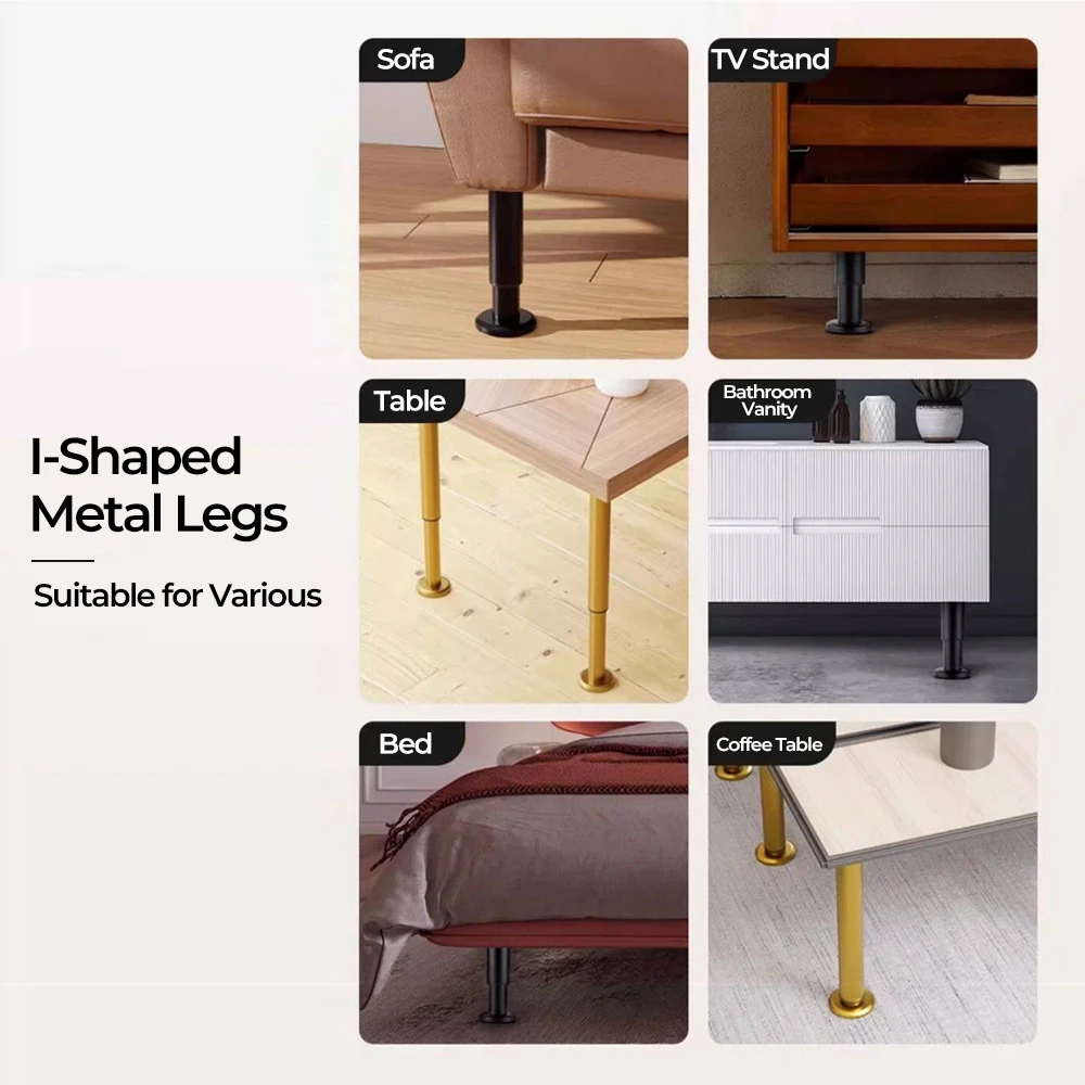 4PCS Adjustable Furniture Legs Thickened Support Legs with Screws for Cabinet Desk Table Chair Bed Sofa black white grey silvery thumbnail 6