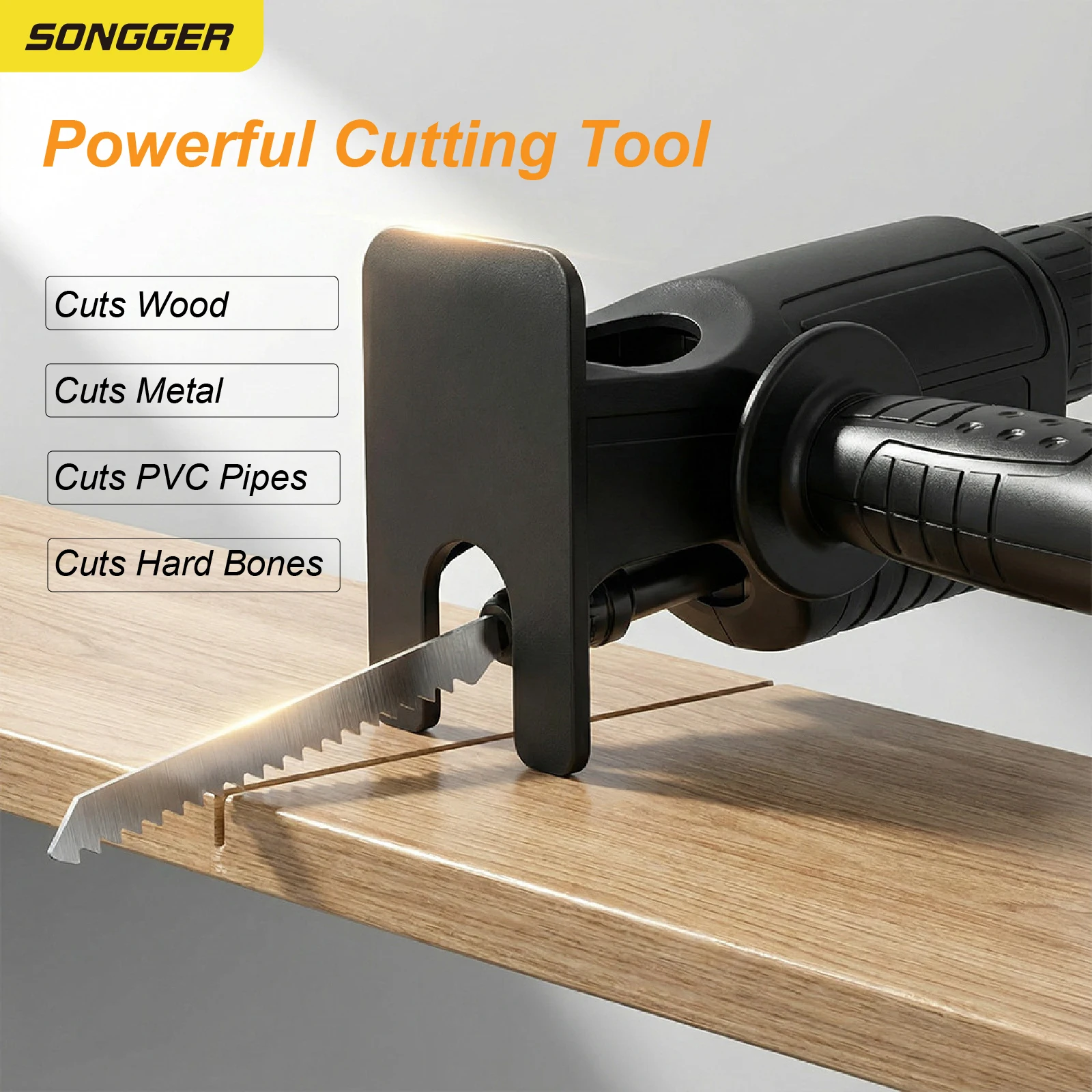 Electric Drill to Chainsaw Converter Kit Portable Saw Attachment for Wood Metal Plastic Cutting Power Tool Adapter thumbnail 3