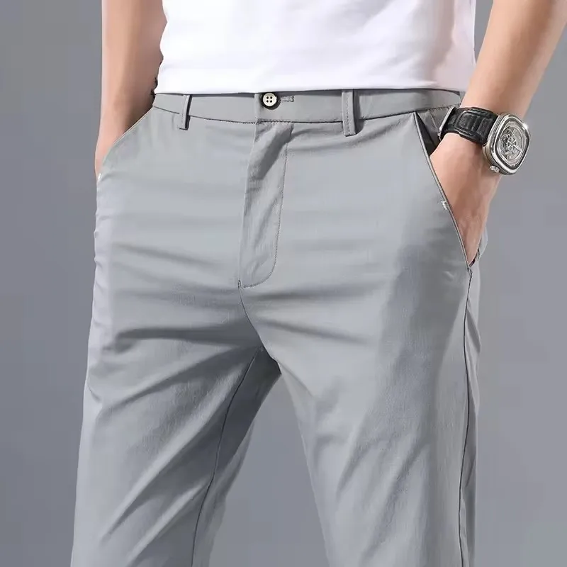 2025 Spring Autumn Thin Slim Men Casual Pants Classic Business Cotton Stretch Golf Trousers Korean Fashion Male Clothing Pants thumbnail 4