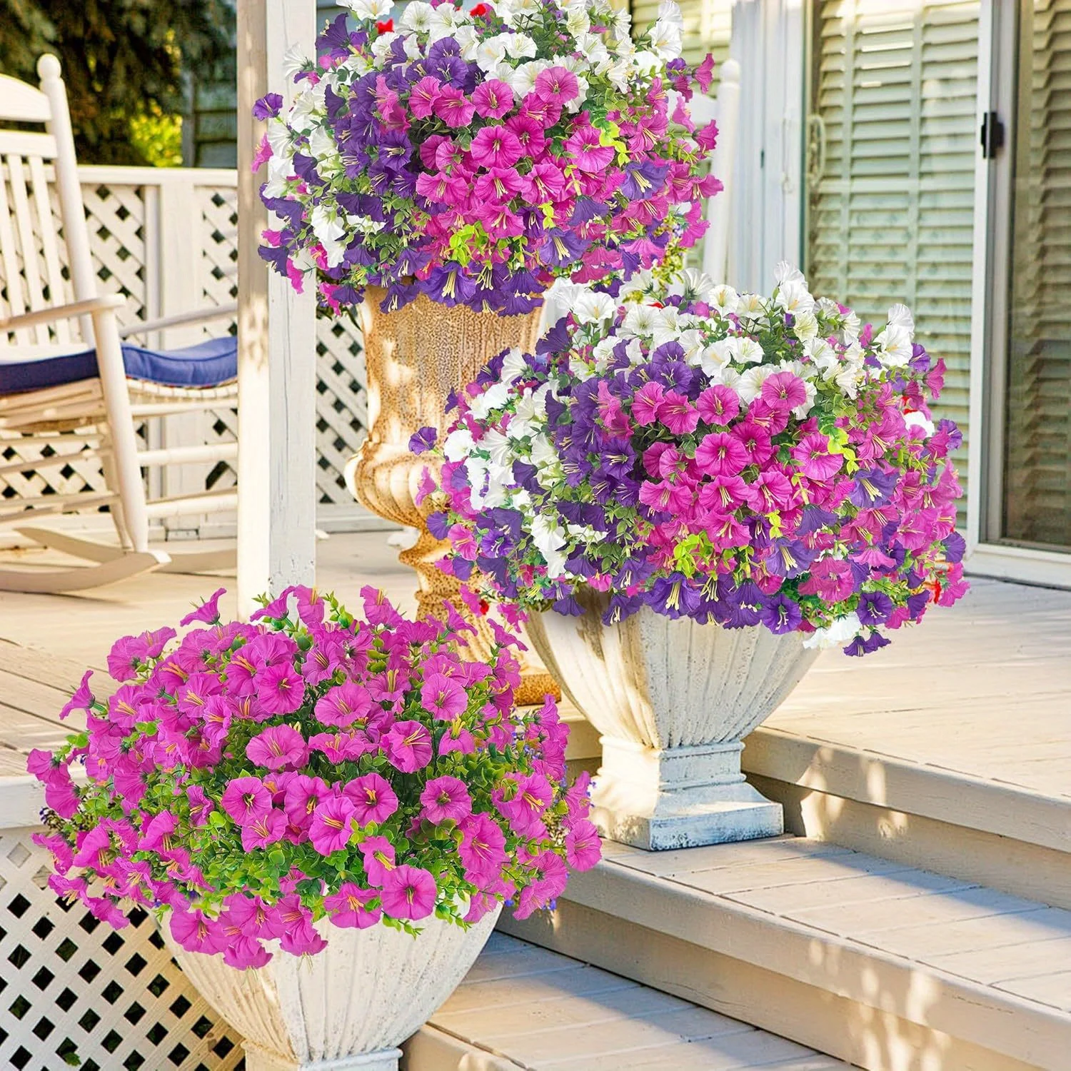 6/9-Pack Artificial Morning Glory Flowers Mixed Bouquets Silk Fake Flower for Spring Outdoor Indoor Home Garden Room Decorations thumbnail 6