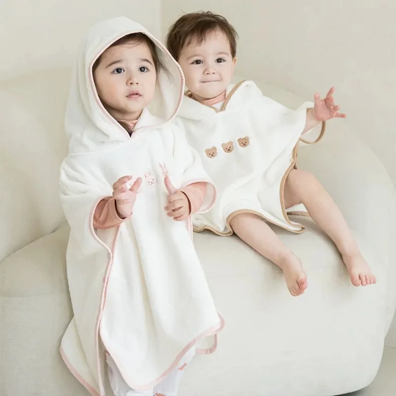 Baby Bath Towel Hooded Soft Coral Velvet Child Bathrobe Cute Cartoon Animal Warm Toddler Sleeping Swaddle Wrap Towel Blanket thumbnail 2