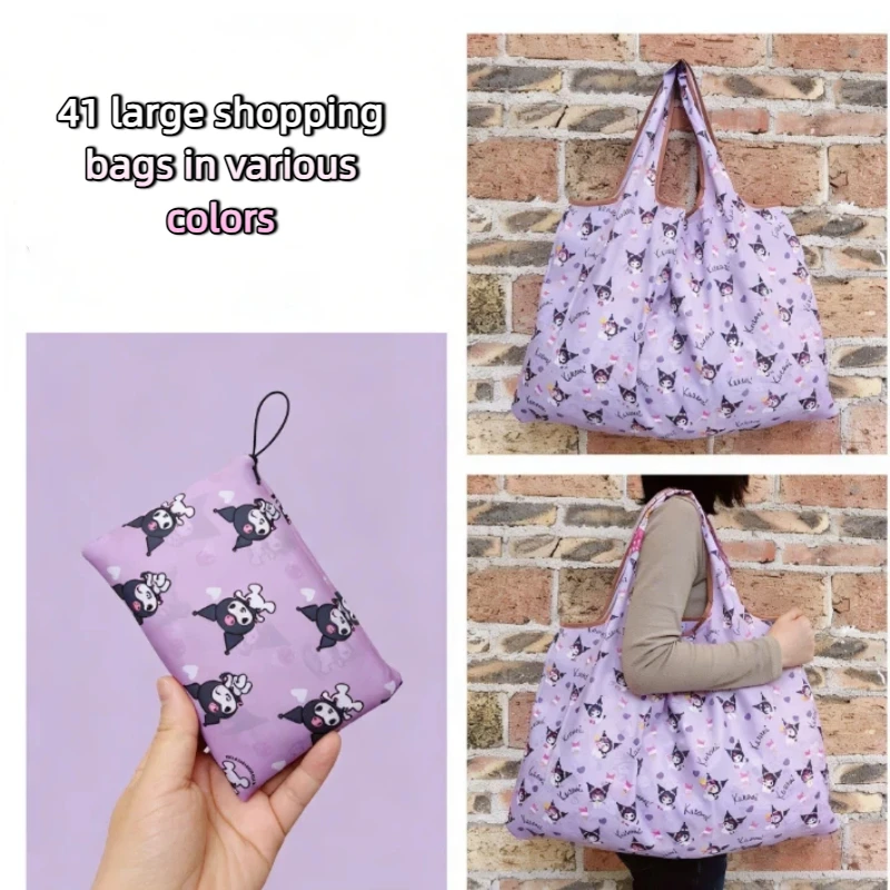 New Hello Kitty Portable Foldable Supermarket Shopping Bag Large Eco-friendly Bag Large Grocery Handbag Capacity Waterproof Tote