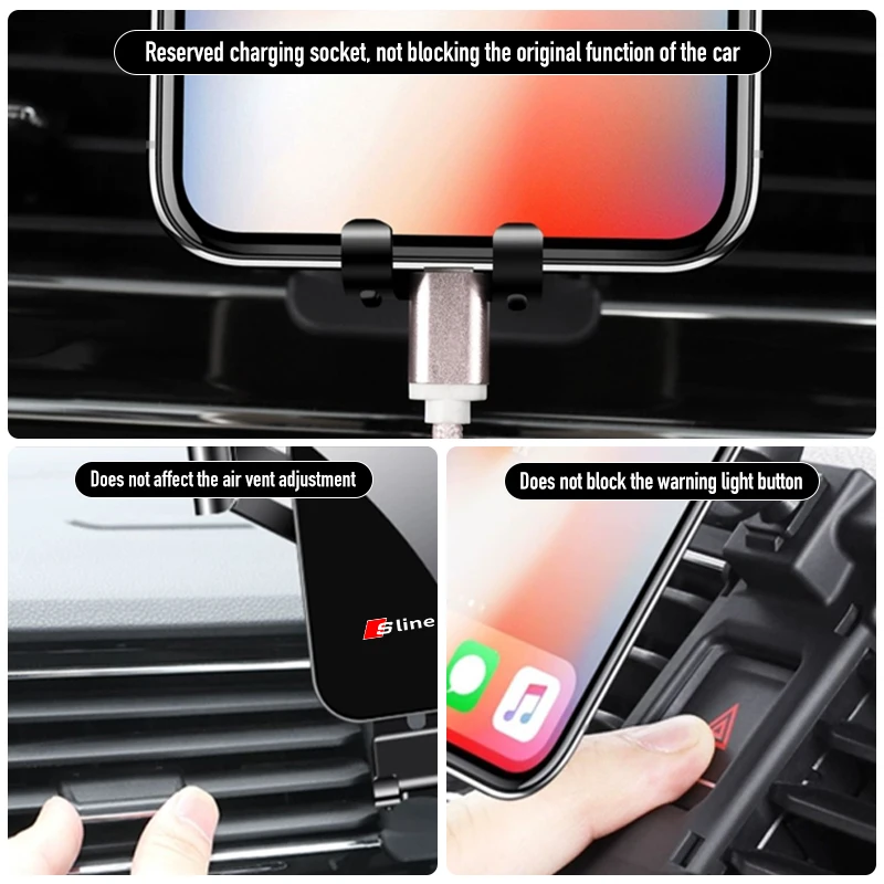 Car Phone Holder Cell Air Vent Mount Moblie GPS Support Stand For Audi Sport S RS Line S7 S8 S5 S6 RS3 RS4 A6 A7 A8 QRS5 TT thumbnail 5