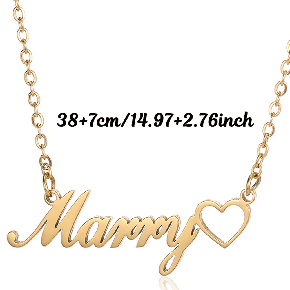 Custom DIY Name Necklace With Heart Women Girl Gold Color Stainless Steel Birthday Anniversary Mama Jewelry Personalization Gift thumbnail 5