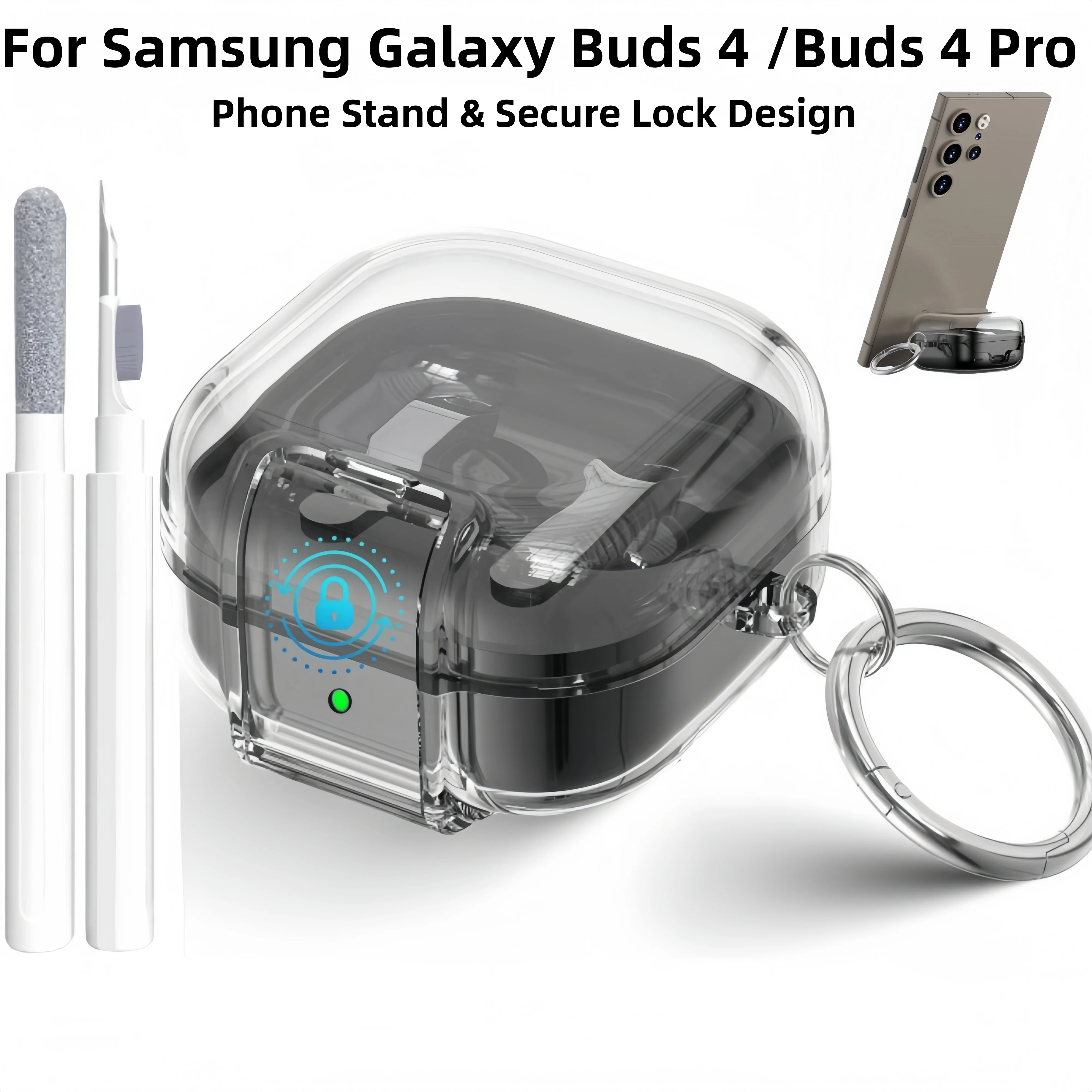 For Samsung Galaxy Buds 4 Pro /Buds 4 Case Phone Stand & Lock Clip Design with Cleaner Kit For Galaxy Buds Pro 4 2026 Case Cover