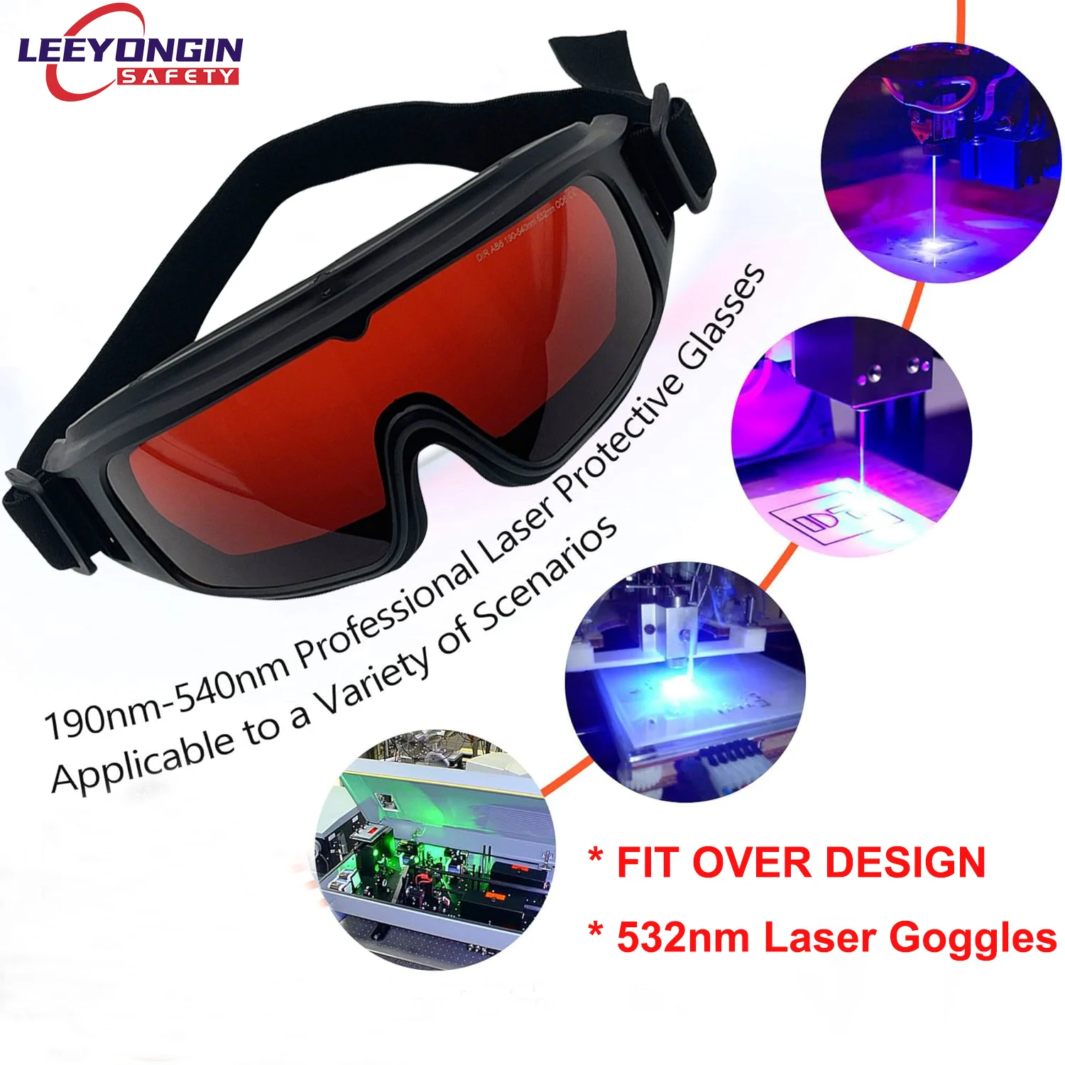 Laser Protective Goggles Eye Protection 532nm Fit over Safety Glasses for Laser Engraver Cutter DIY Users Protective Eyewear thumbnail 2