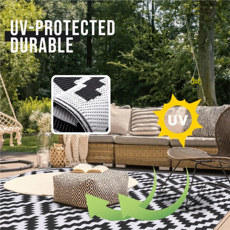 Homaxy Waterproof Outdoor Rugs Plastic Straw Mat for Camping Family Picnic Balcony RV Mats Backyard Carpet Durable Water thumbnail 3