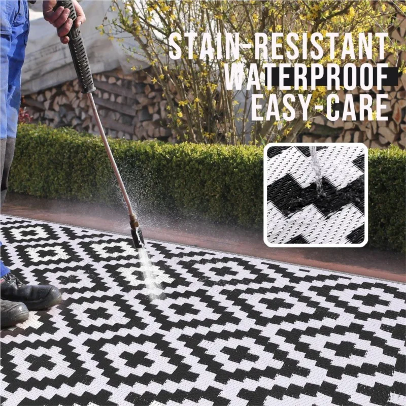 Homaxy Waterproof Outdoor Rugs Plastic Straw Mat for Camping Family Picnic Balcony RV Mats Backyard Carpet Durable Water thumbnail 2
