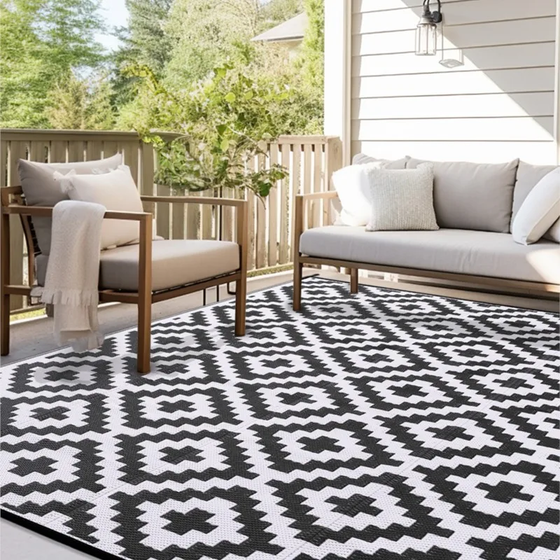 Homaxy Waterproof Outdoor Rugs Plastic Straw Mat for Camping Family Picnic Balcony RV Mats Backyard Carpet Durable Water thumbnail 6