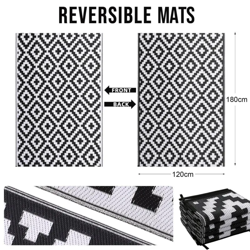 Homaxy Waterproof Outdoor Rugs Plastic Straw Mat for Camping Family Picnic Balcony RV Mats Backyard Carpet Durable Water thumbnail 5