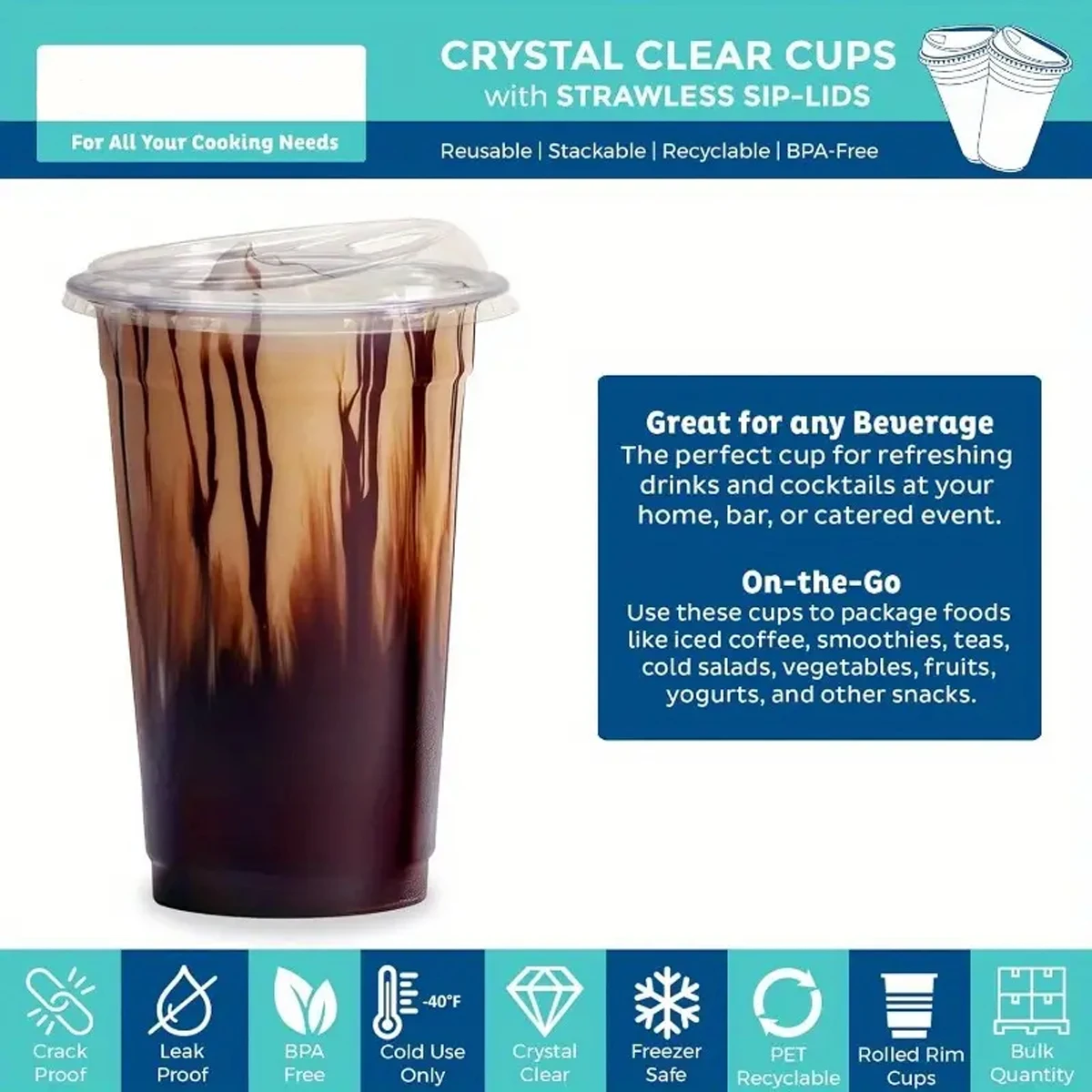 10/20/50pcs Transparent Disposable Coffee Cup Milk Tea Cup Without Straw Suitable for Smoothies and Cold Drinks thumbnail 5