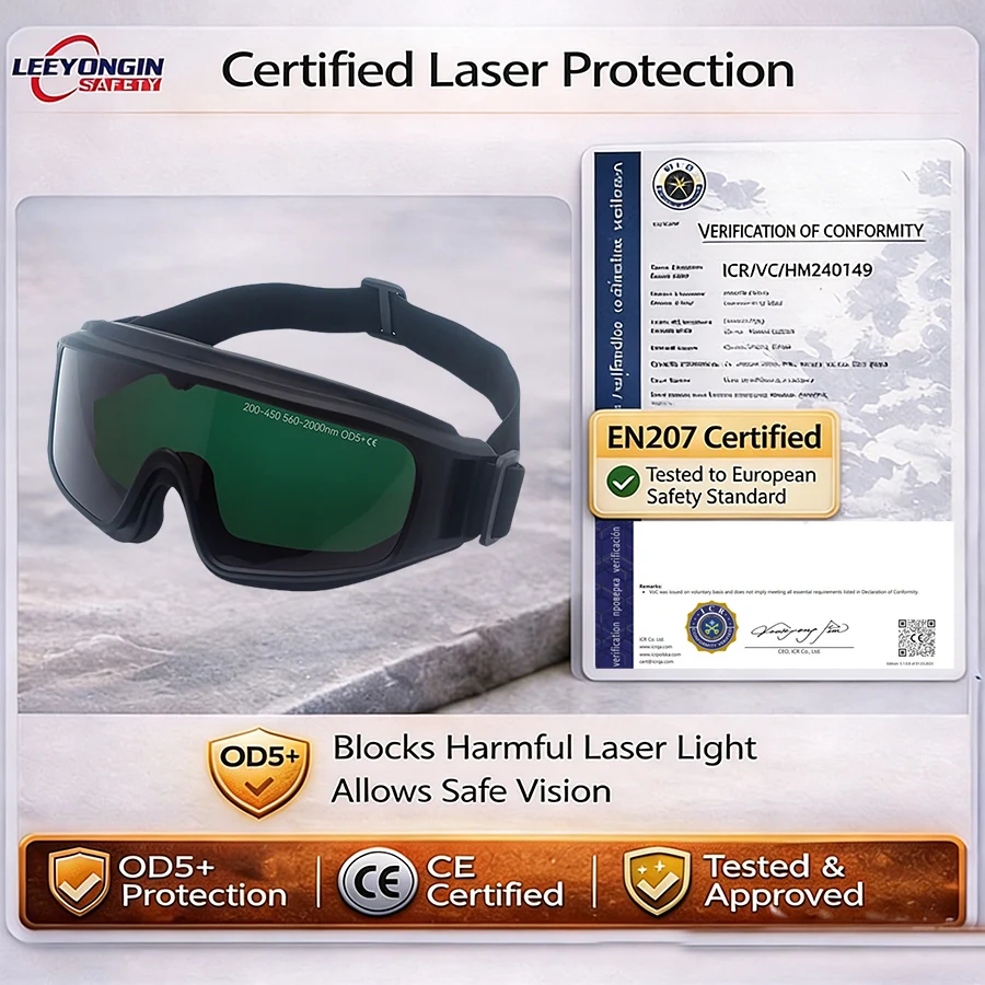 Laser Eye Protection OTG Goggles Professional 532 1064nm Laser Safety Glasses for Engraver Cutter Diode Fiber CO2 Workshop Users thumbnail 6