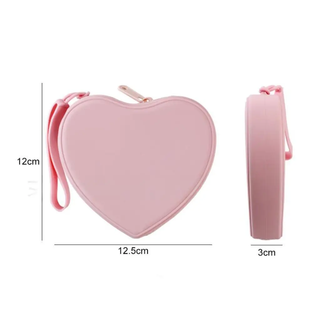 Cute Silicone Coin Purse Waterproof Solid Color Small Wrist Wallet Zipper Heart-shaped Travel Sundries Storage Bag thumbnail 6