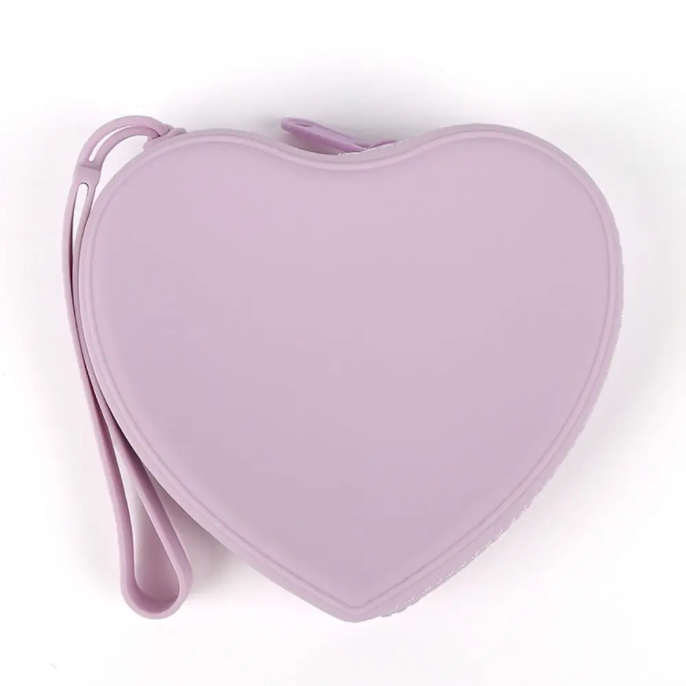 Cute Silicone Coin Purse Waterproof Solid Color Small Wrist Wallet Zipper Heart-shaped Travel Sundries Storage Bag thumbnail 2