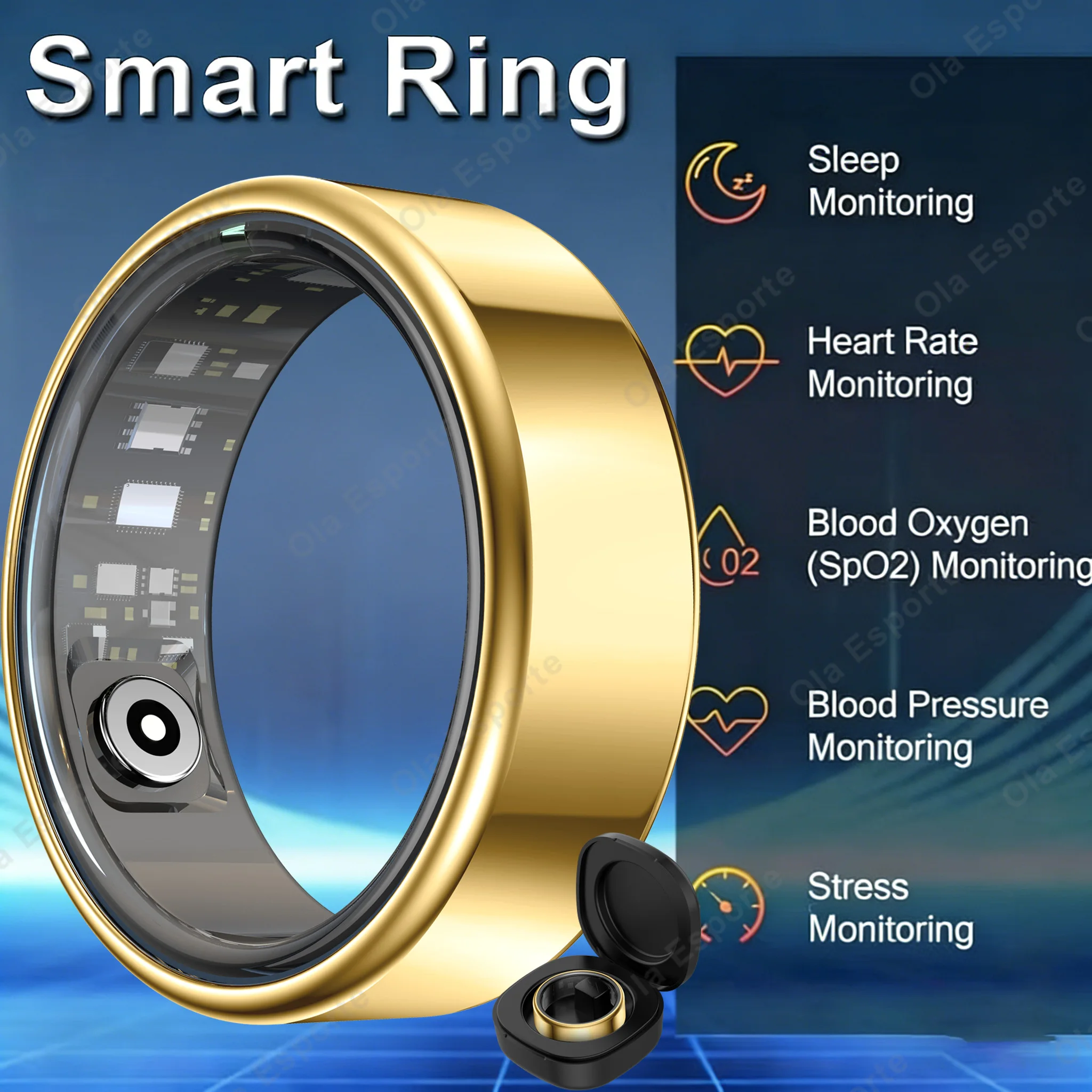2026 Smart Ring Blood Pressure Heart Rate Sleep Monitoring Smart Ring IP68 & 5ATM Waterproof Multi-sport Mode Smartring Man Wome