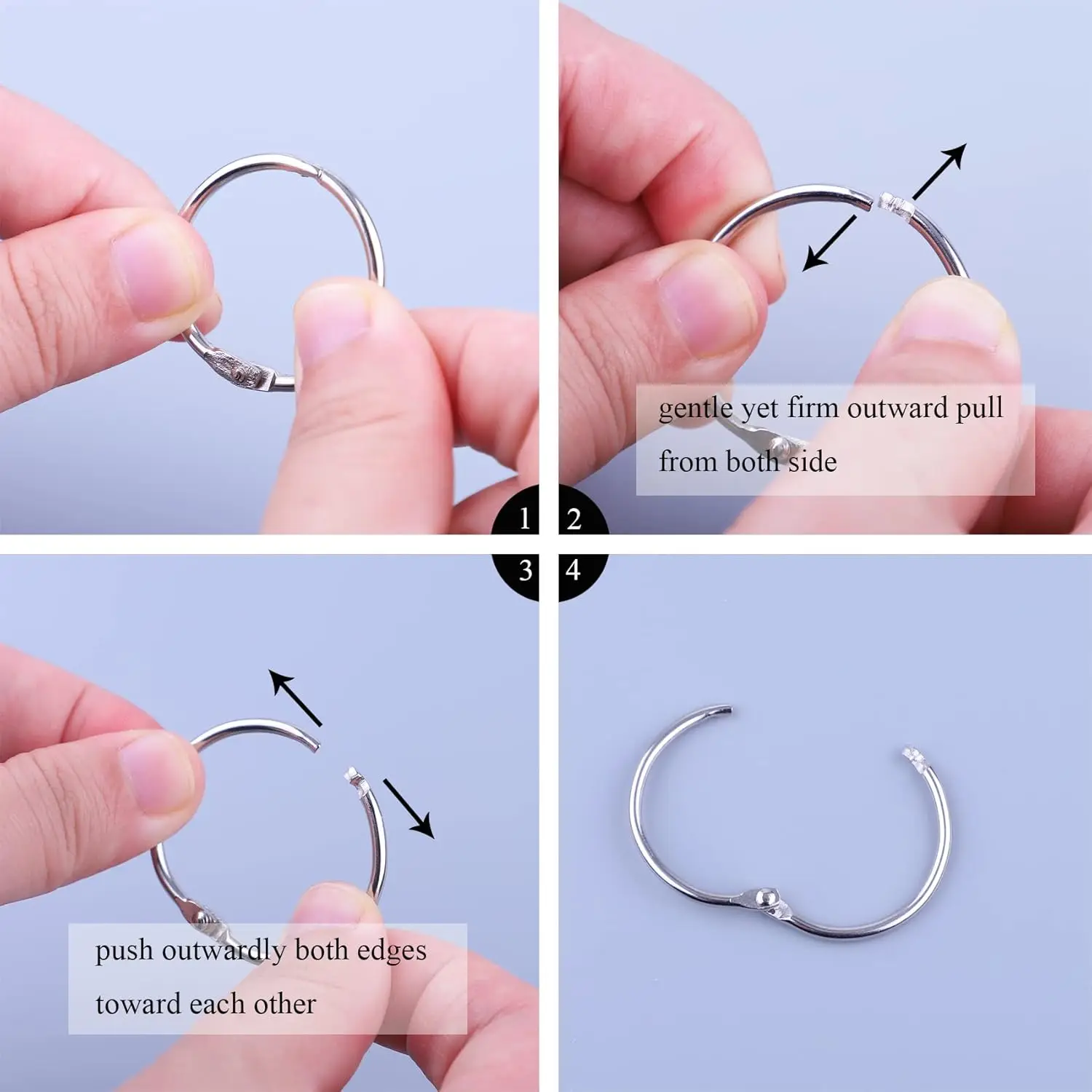 50 Pcs Silver Metal Binder Rings Loose Leaf Office Book Index Card Keychain Key Rings for School Home Office Organization thumbnail 3