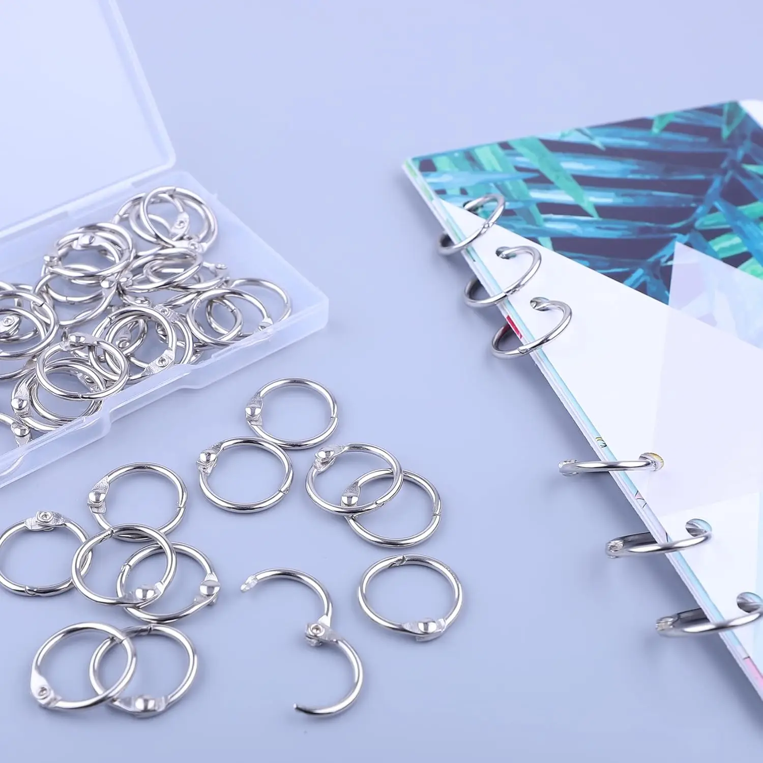 50 Pcs Silver Metal Binder Rings Loose Leaf Office Book Index Card Keychain Key Rings for School Home Office Organization thumbnail 2