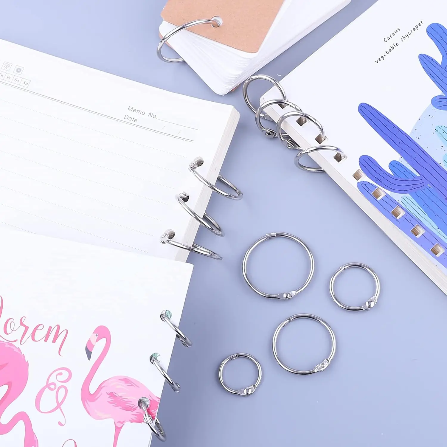 50 Pcs Silver Metal Binder Rings Loose Leaf Office Book Index Card Keychain Key Rings for School Home Office Organization thumbnail 5