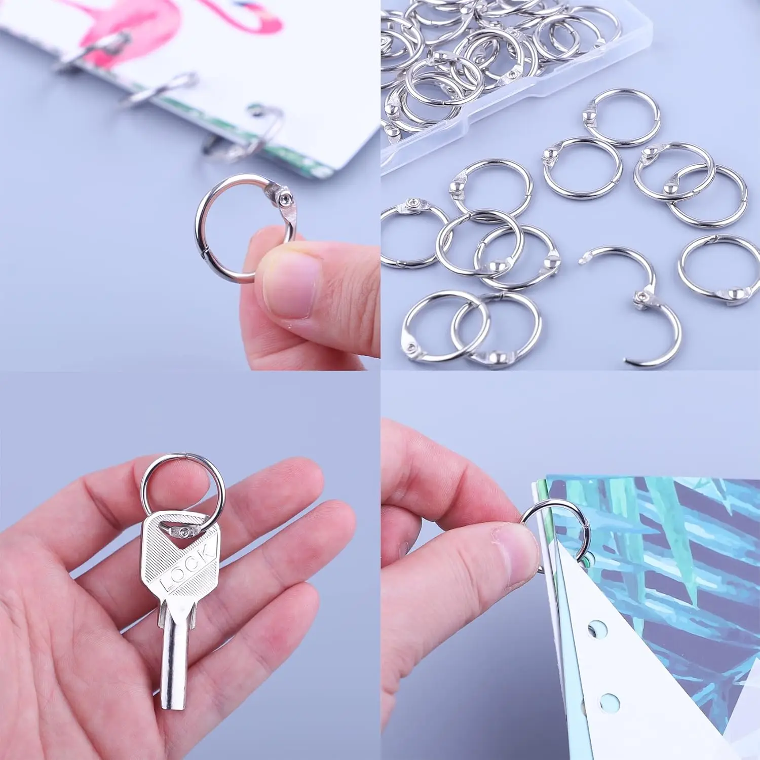 50 Pcs Silver Metal Binder Rings Loose Leaf Office Book Index Card Keychain Key Rings for School Home Office Organization thumbnail 4