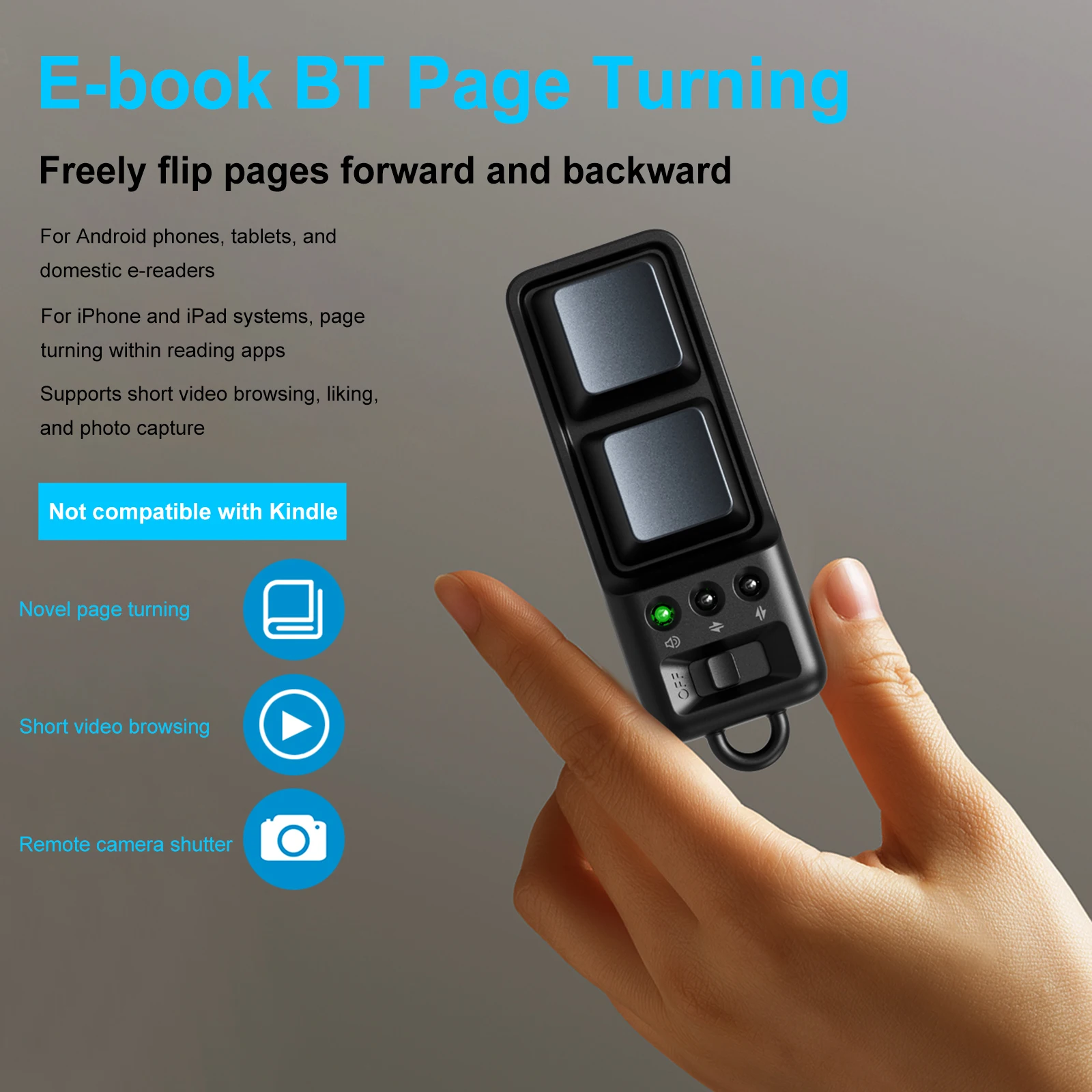 Phone E-Book Page Turner Smart Fingertip Remote Control Video Scrolling Controller Dual Button Portable for Tablet Mobile Phone thumbnail 6