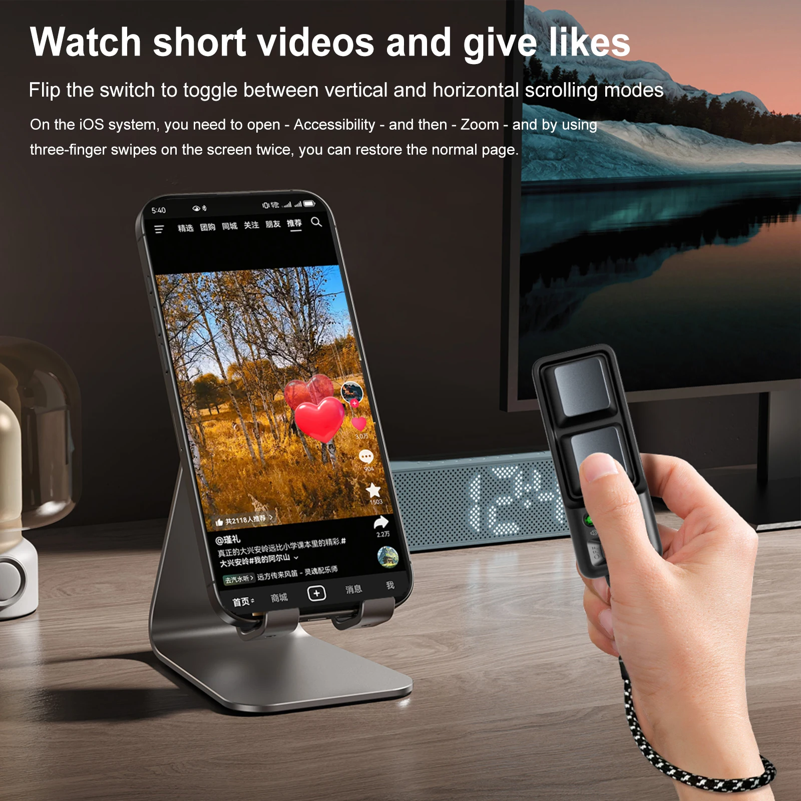 Phone E-Book Page Turner Smart Fingertip Remote Control Video Scrolling Controller Dual Button Portable for Tablet Mobile Phone thumbnail 4