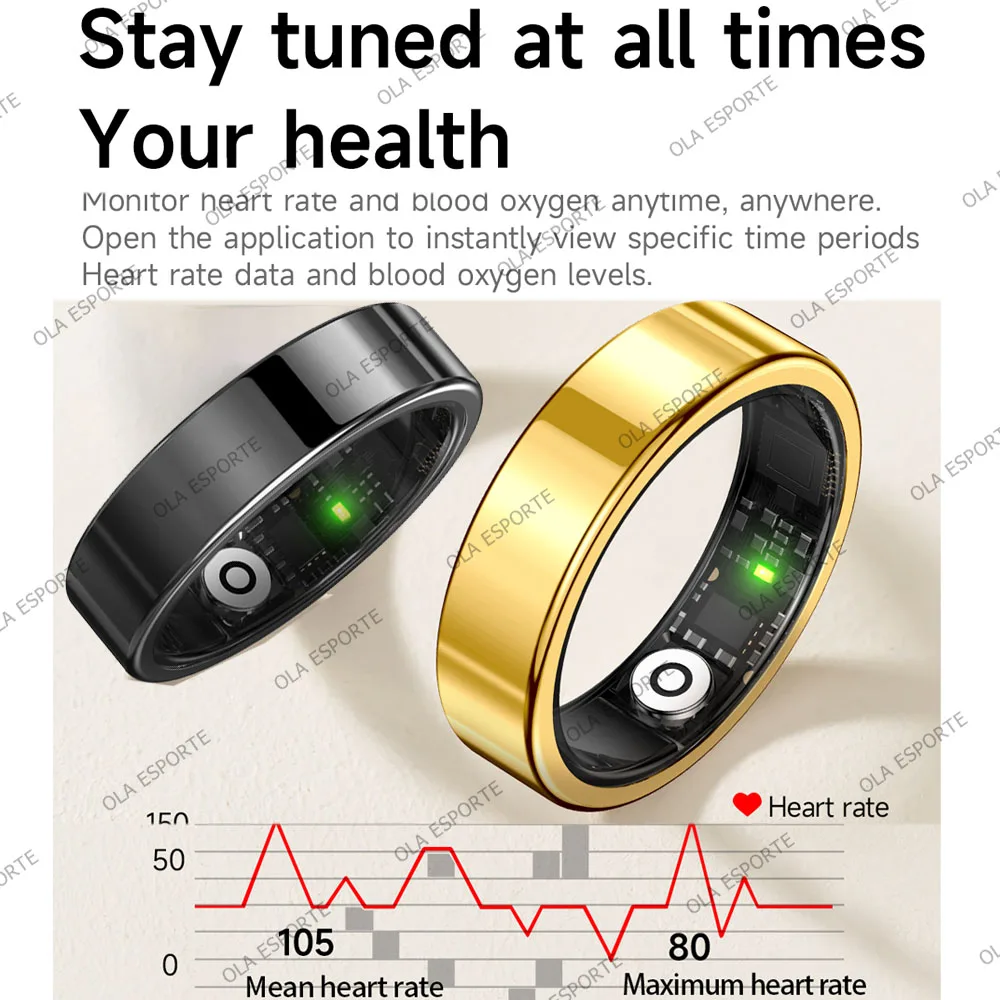 2026 New Smart Ring Heart Rate Blood Pressure Sleep Monitoring Motion Tracking IP68 Waterproof Men Women Smart Ring Holiday Gift thumbnail 3