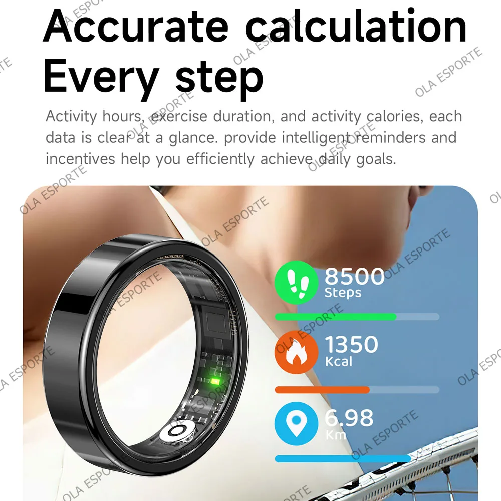 2026 New Smart Ring Heart Rate Blood Pressure Sleep Monitoring Motion Tracking IP68 Waterproof Men Women Smart Ring Holiday Gift thumbnail 4