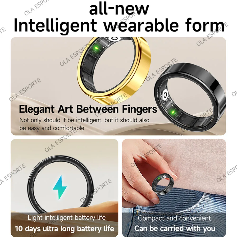2026 New Smart Ring Heart Rate Blood Pressure Sleep Monitoring Motion Tracking IP68 Waterproof Men Women Smart Ring Holiday Gift thumbnail 2