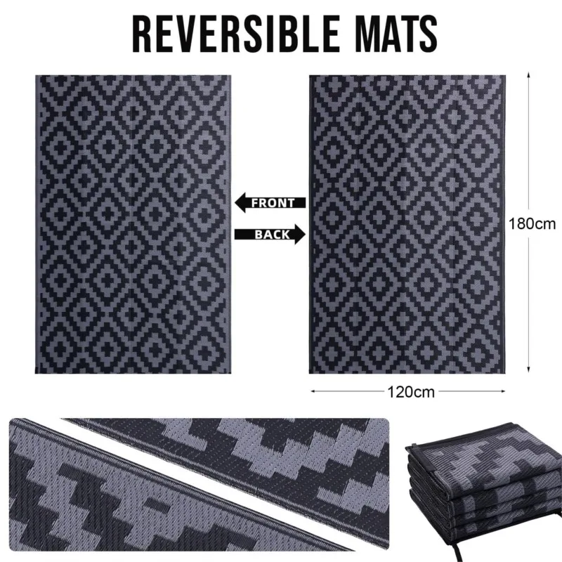 Homaxy Reversible Outdoor Waterproof Rug Plastic Straw Patio Carpet for Indoor Outdoor Deck Backyard Family Picnic Balcony thumbnail 3