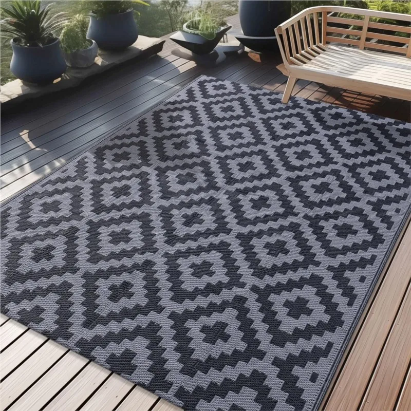 Homaxy Reversible Outdoor Waterproof Rug Plastic Straw Patio Carpet for Indoor Outdoor Deck Backyard Family Picnic Balcony thumbnail 2