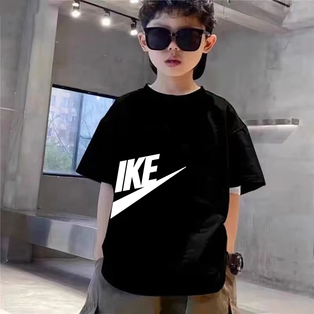 Summer Brand black T-shirt+Shorts Two-piece set Kids Clothing Fashion Letter Boy Girl3-12Yrs Sports Short-sleeved Casual Set thumbnail 5