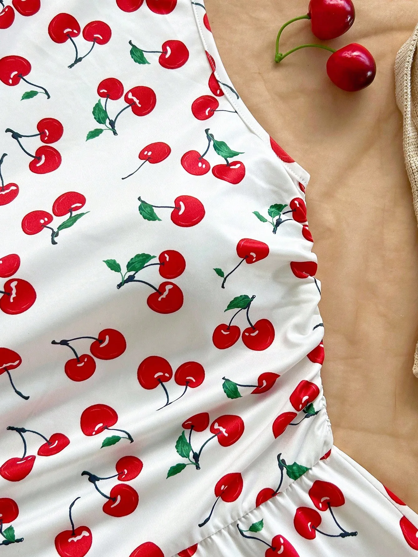 Women's Cherry-Print One-Shoulder Jumpsuit thumbnail 4