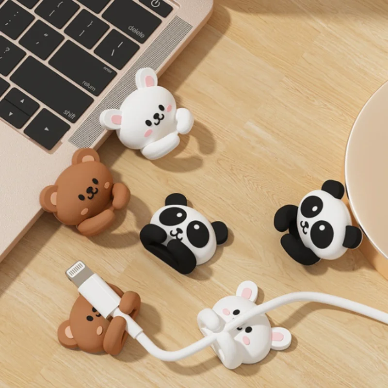 3-Piece Set of Cute Animal-Shaped Desktop Multi-Functional Cable Organizers and Cable Clips Practical Hooks, Mouse Cable, Earphone Cable, and Data Cable Organizer. Nail-Free, Traceless Cable Organizer for Desks and Drawers, Used for Home Storage. thumbnail 6