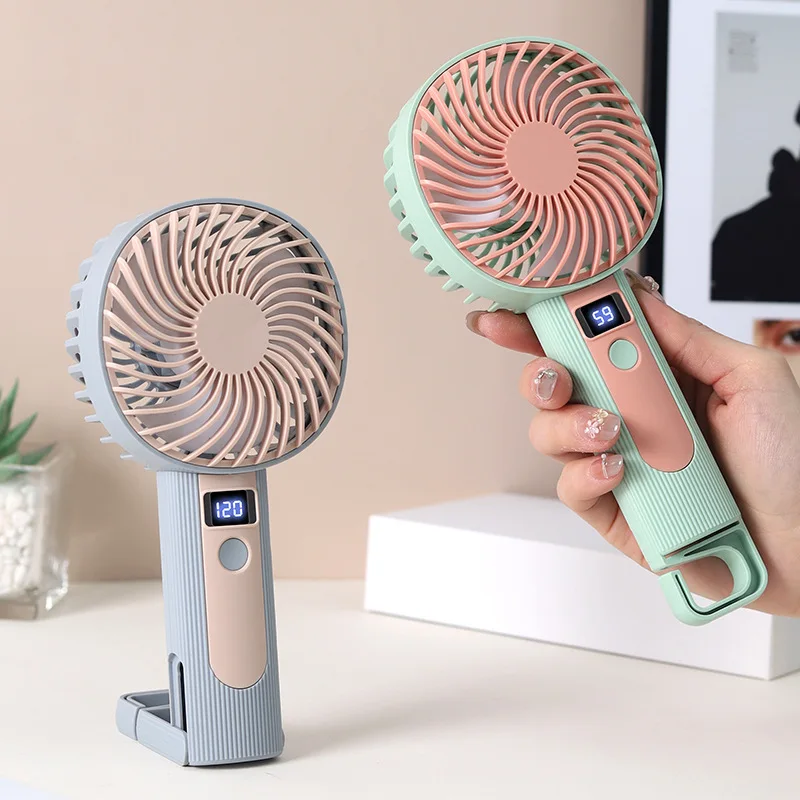 Digital Display Handheld Fan - USB Rechargeable, 120 Speed Levels, Portable 2-in-1 Desk & Handheld Mini Fan thumbnail 2