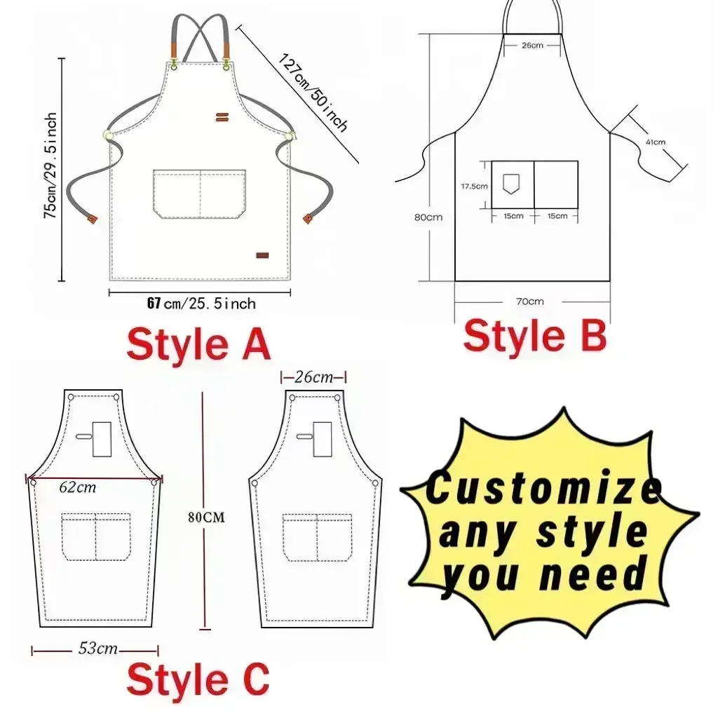 Customizable Canvas Work Apron Oil Resistant Thickened Apron for Restaurant Shop Cafe Beauty Nails Studios Waiter Work Uniform thumbnail 5