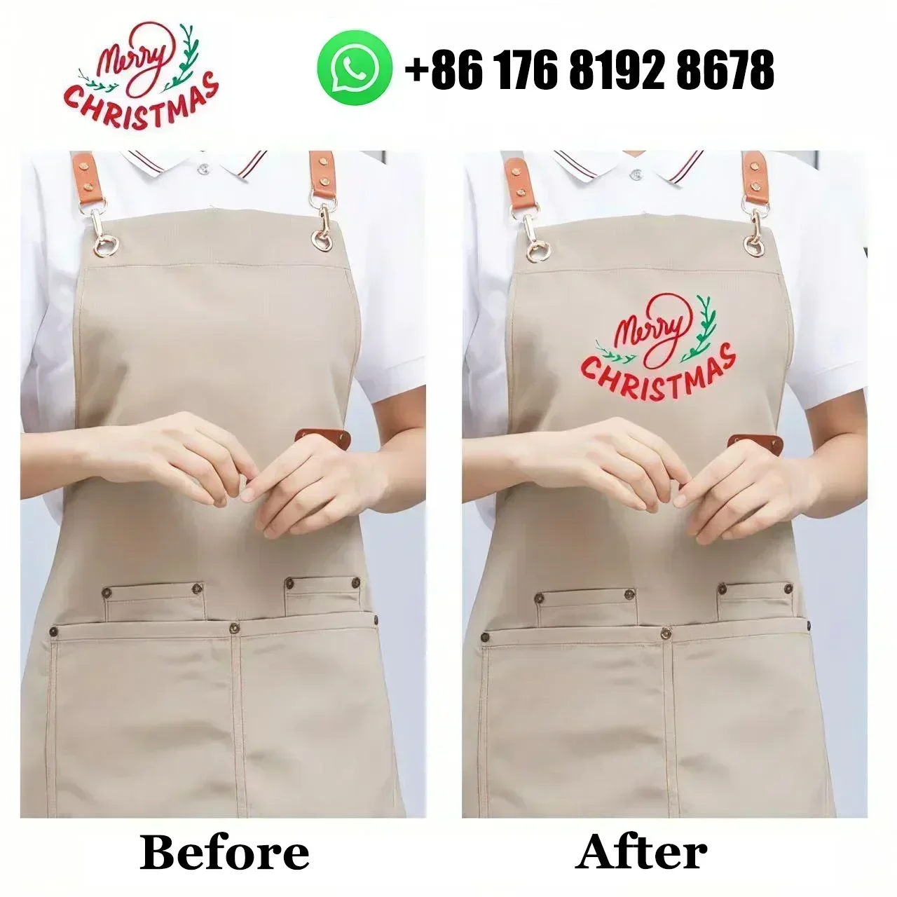 Customizable Canvas Work Apron Oil Resistant Thickened Apron for Restaurant Shop Cafe Beauty Nails Studios Waiter Work Uniform thumbnail 2