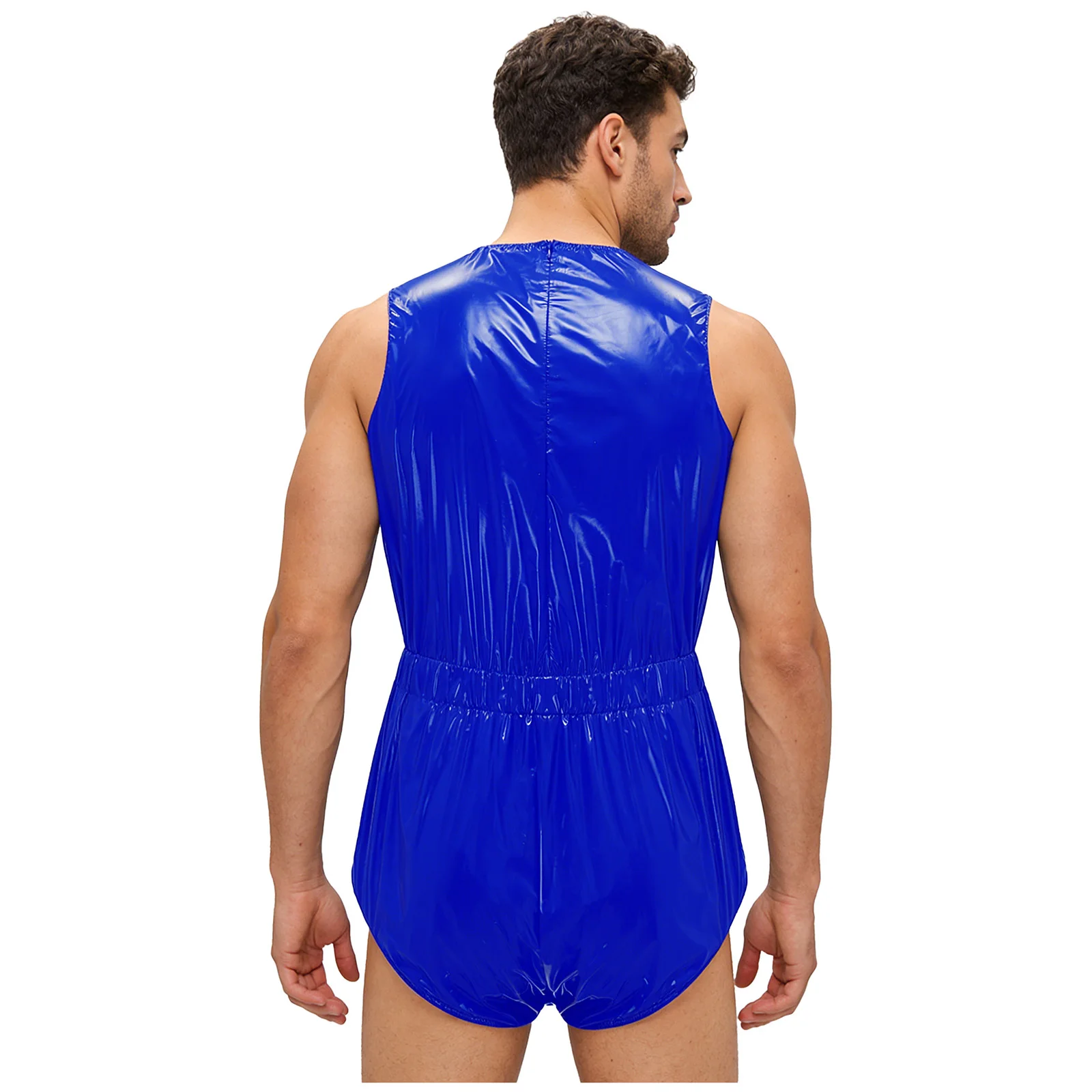 Men's One-piece Swimsuit Waterproof Bodysuit Swimsuit Crotch Buttons Back Zipper Romper Jumpsuit Rave Clubwear Swimming Suit thumbnail 2