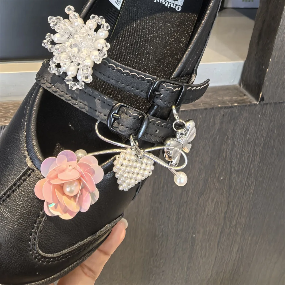 1PC Ballet Style Pearl Bow Heart Shoe Clips Removable Charm for Mary Jane Sneakers Flat Shoes Decorative Accessory thumbnail 6