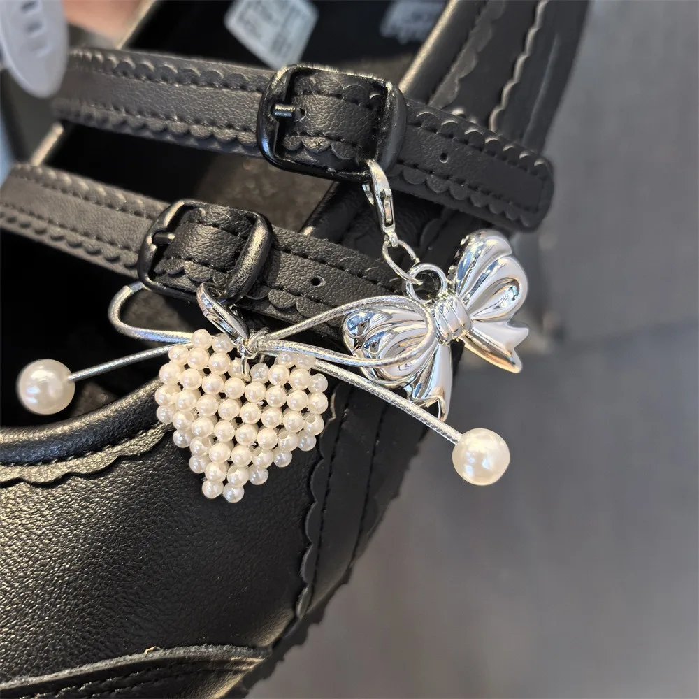 1PC Ballet Style Pearl Bow Heart Shoe Clips Removable Charm for Mary Jane Sneakers Flat Shoes Decorative Accessory thumbnail 5