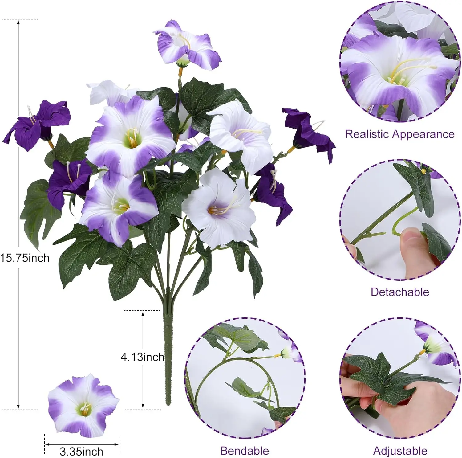 2pcs Petunia Artificial Flowers uv resistant silk Look Real fake Flowers for outdoor planters home garden wedding decorations thumbnail 6
