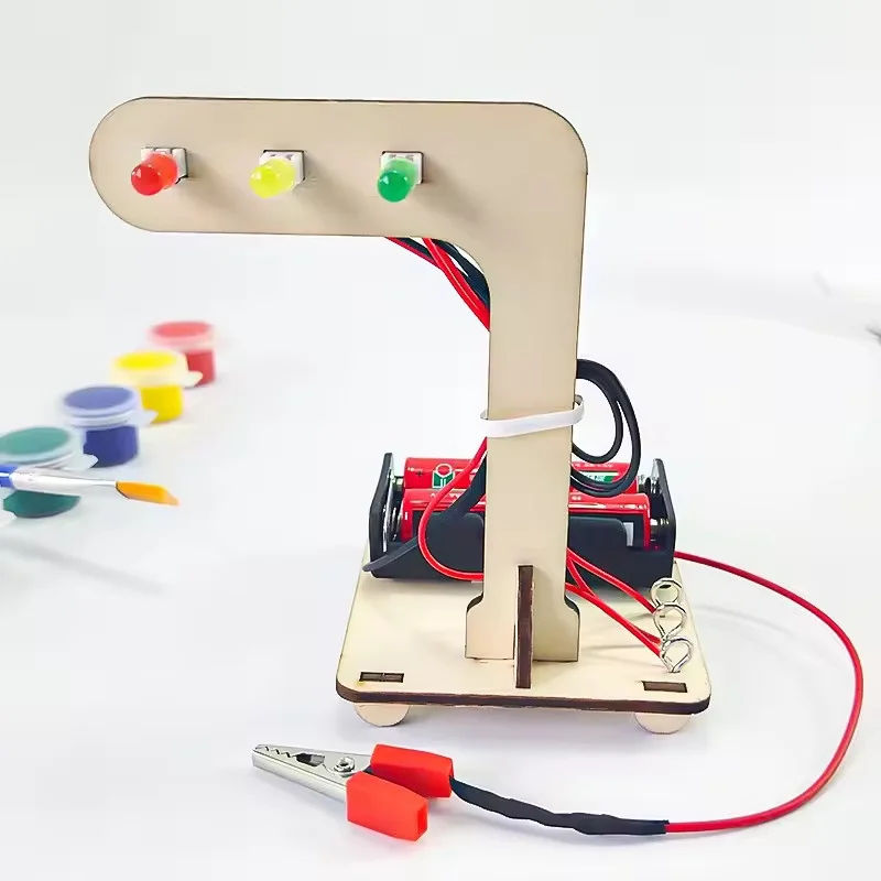 DIY Wooden Traffic Lights Model Traffic Lights Fun Invention Educational Science Physics Toy Learning STEM Puzzle Education Toy thumbnail 2