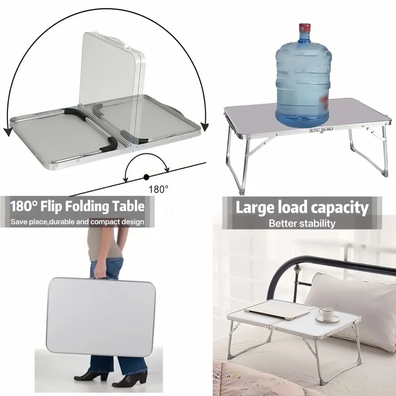 Folding Table 2ft, Portable Camping Table with Carry Handle, Outdoor Picnic Desk for BBQ, Aluminum Lap Standing Desk for Office thumbnail 3