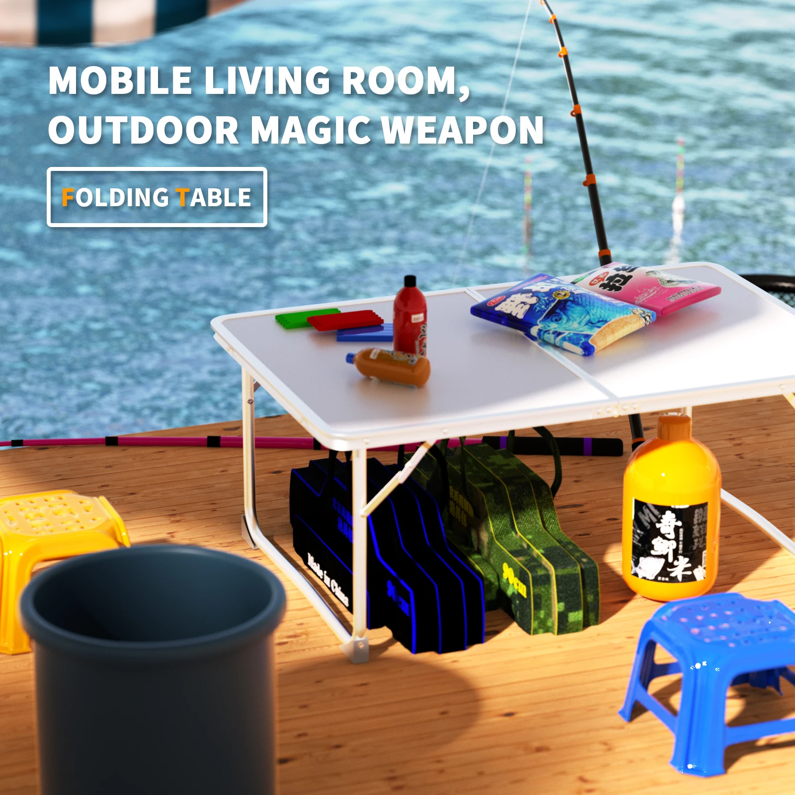 Folding Table 2ft, Portable Camping Table with Carry Handle, Outdoor Picnic Desk for BBQ, Aluminum Lap Standing Desk for Office thumbnail 5