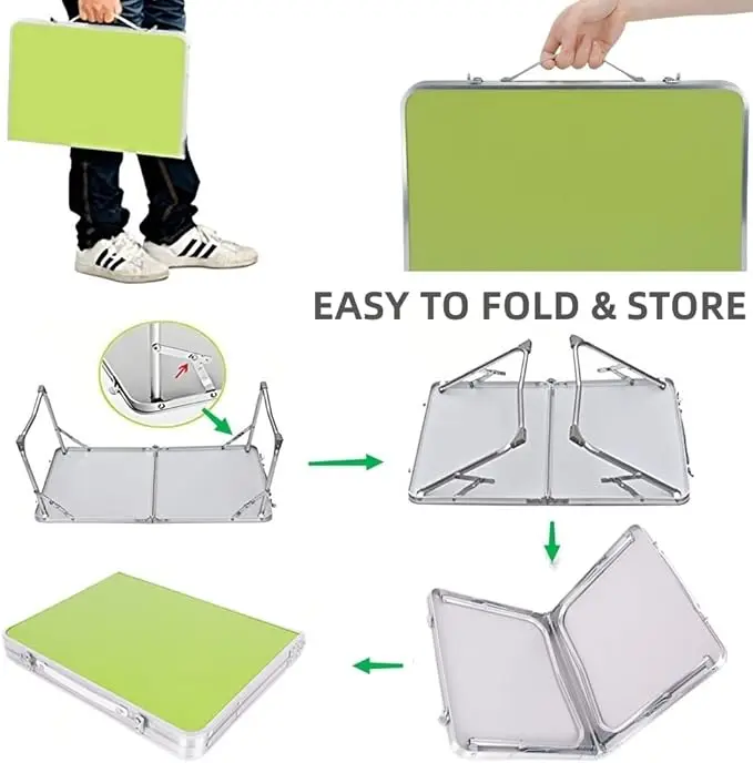 Folding Table 2ft, Portable Camping Table with Carry Handle, Outdoor Picnic Desk for BBQ, Aluminum Lap Standing Desk for Office thumbnail 6