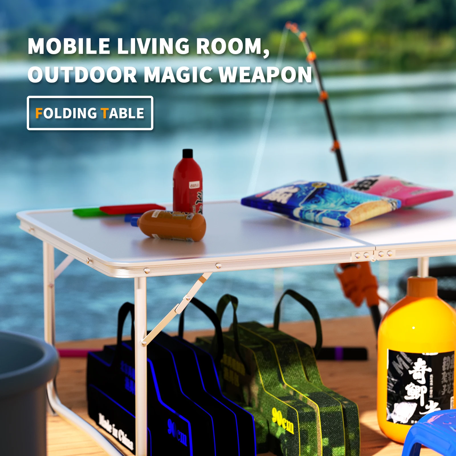 Folding Table 2ft, Portable Camping Table with Carry Handle, Outdoor Picnic Desk for BBQ, Aluminum Lap Standing Desk for Office thumbnail 4