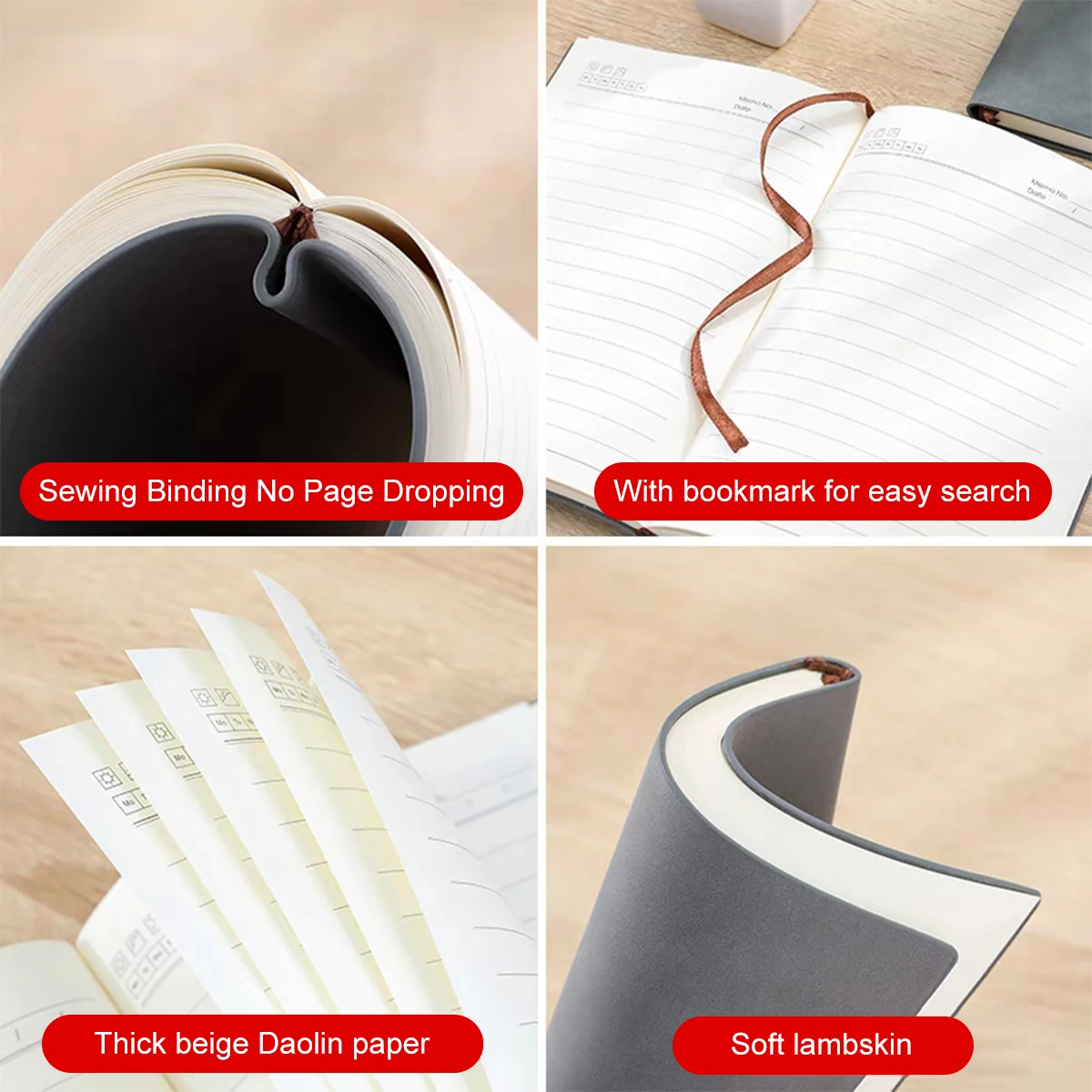 A5 Notebook Student Planning Efficiency Book Business Office Work Conference Notepad 360 Pages 100GSM Font Leather Cover thumbnail 4