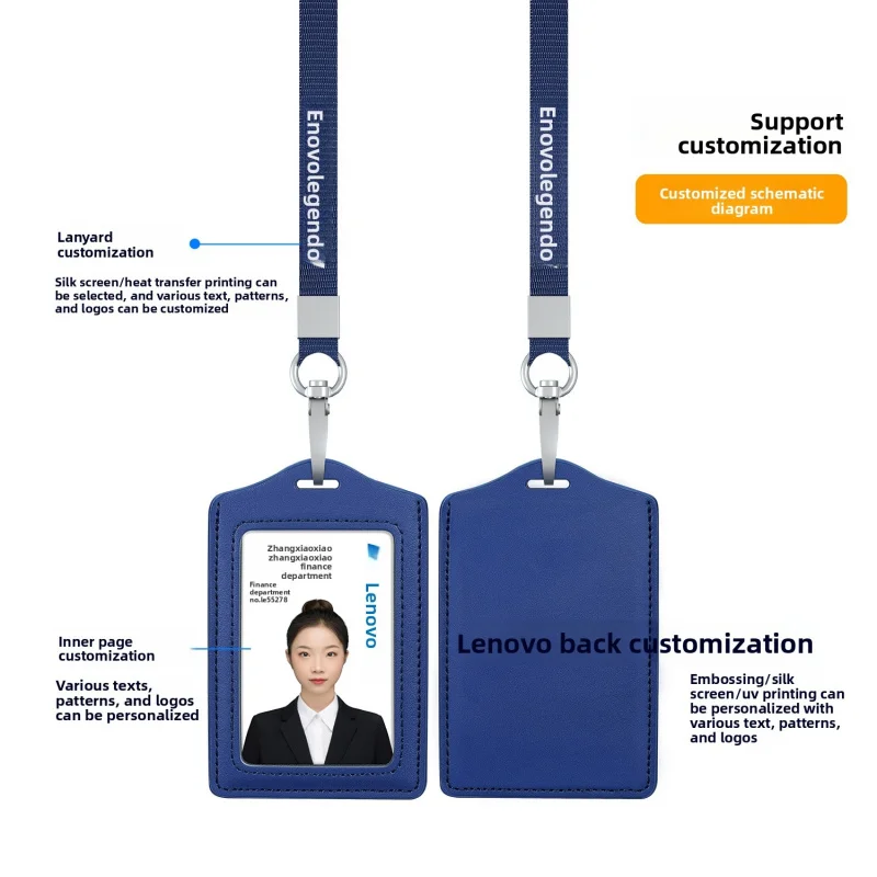 Leather Card Holder Lanyard Work ID Holder Bag Certificate Cover For Men and Women thumbnail 2