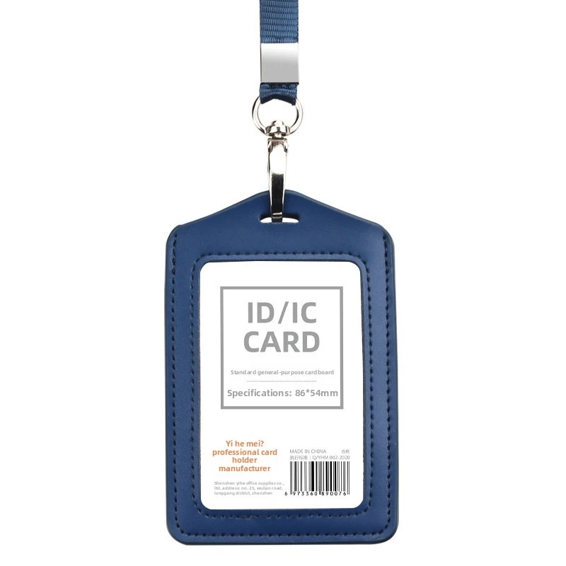 Leather Card Holder Lanyard Work ID Holder Bag Certificate Cover For Men and Women thumbnail 4