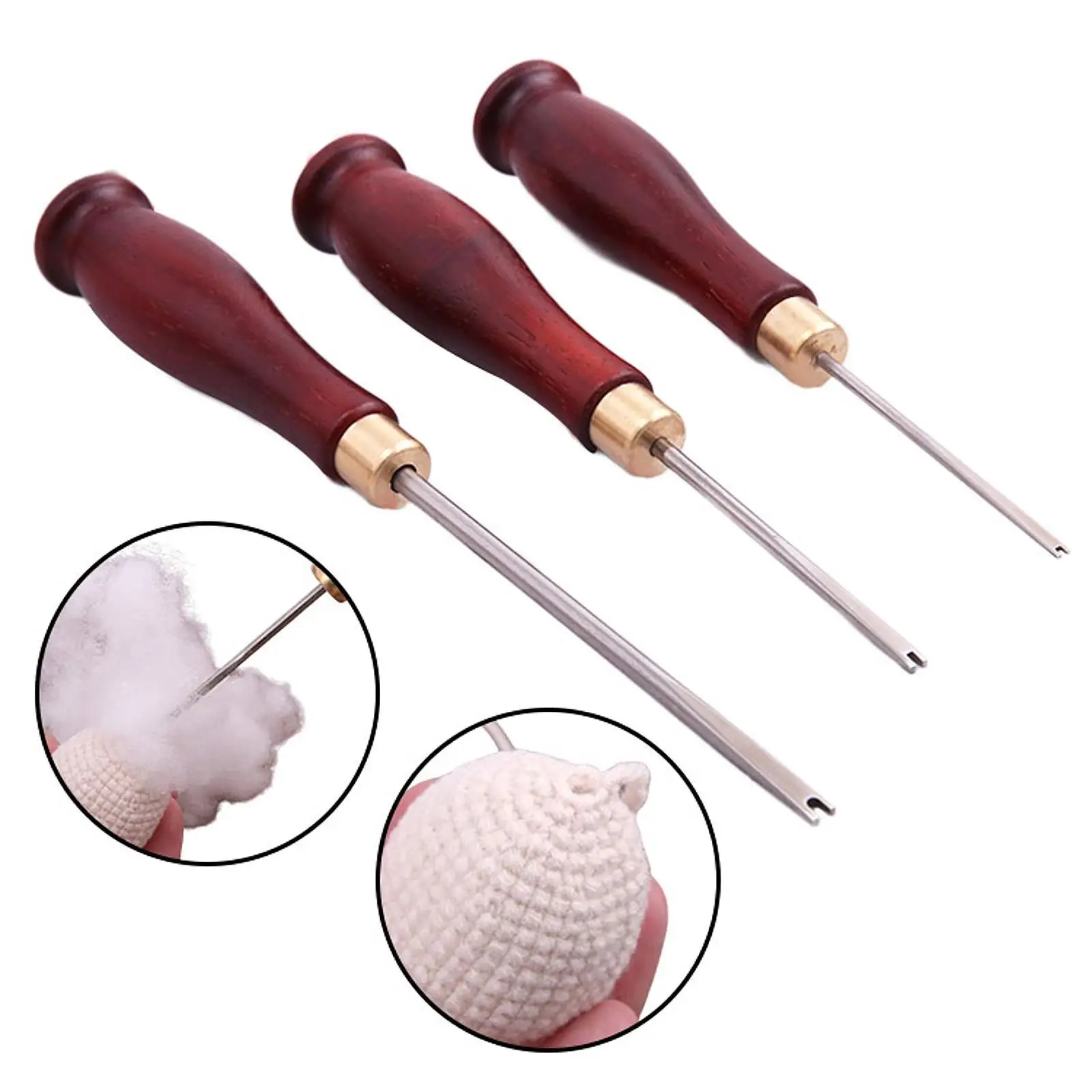 Cotton Stuffing Tool Embroidery Leathercraft Hand Knitting Craft Tool Art Supplies Wood Handle Needlecrafts Crochet Doll Tool thumbnail 6