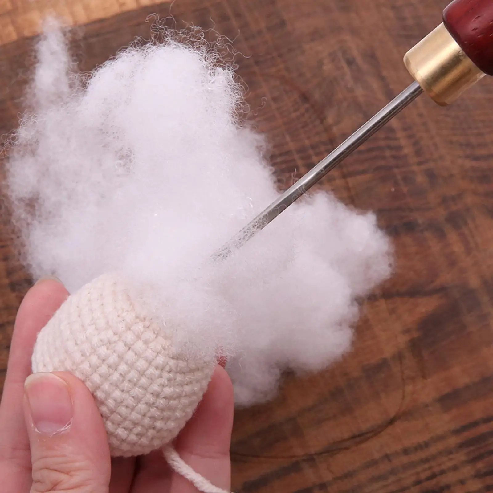 Cotton Stuffing Tool Embroidery Leathercraft Hand Knitting Craft Tool Art Supplies Wood Handle Needlecrafts Crochet Doll Tool thumbnail 3